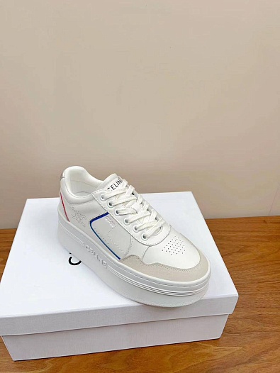 Женские кожаные кроссовки на платформе Celine   