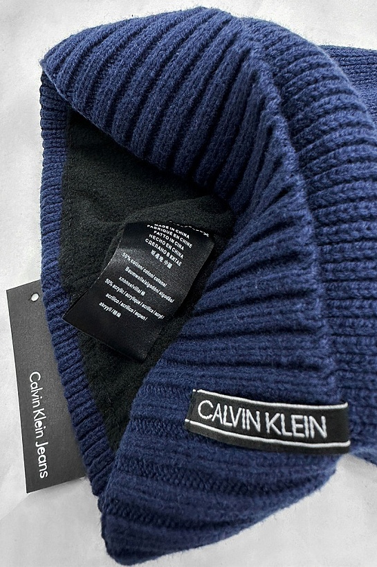 Шапка синего цвета Calvin Klein logo-patch