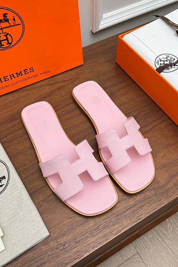 Женские кожаные шлёпанцы Hermes premium   
