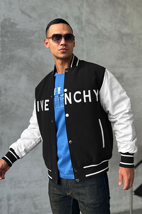 Мужской бомбер Givenchy Varsity logo-embroidered - Black / White