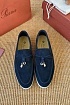 Женские замшевые лоферы Loro Piana Open Walk Premium - Navy