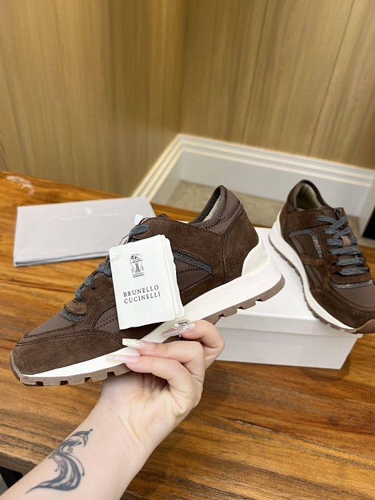 Женские замшевые кроссовки Brunello Cucinelli - Brown