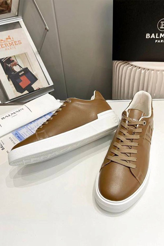 Мужские кожаные кроссовки Balmain B-Court