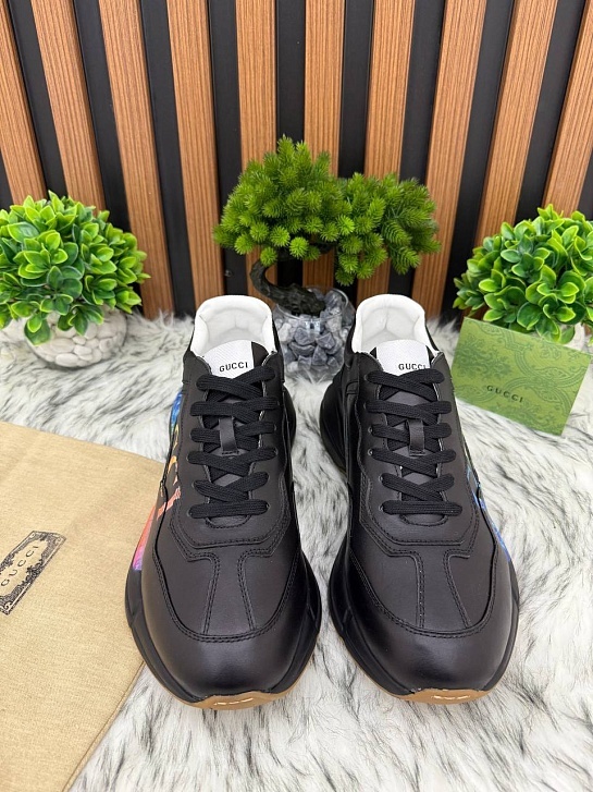 Кожаные кроссовки Gucci GG Rhyton - Black