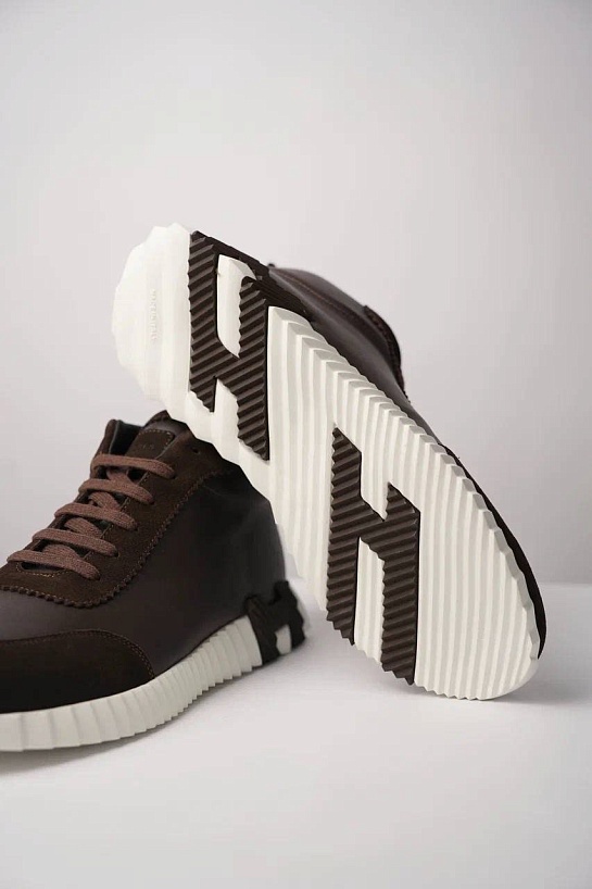 Кроссовки с мехом Hermes Bouncing high-top - Brown