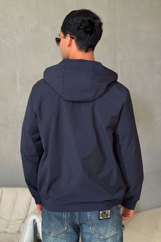 Тёмно-синяя ветровка Moncler Carles logo-patch