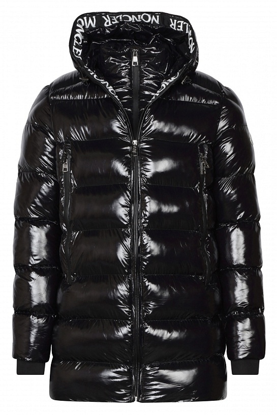 Утеплённая брендовая парка Moncler чёрного цвета