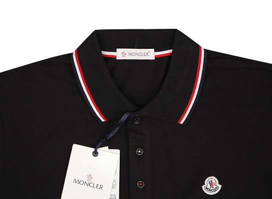 Чёрное поло с длинным рукавом Moncler logo-patch