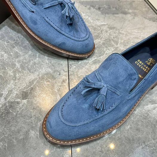 Замшевые лоферы Brunello Cucinelli tassels - Blue   