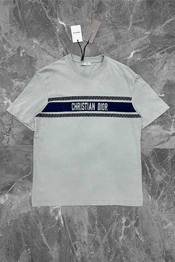 Мужская оверсайз футболка Dior - Grayish Green   