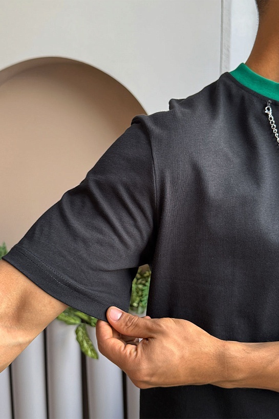 Чёрная оверсайз футболка Bottega Veneta Chain