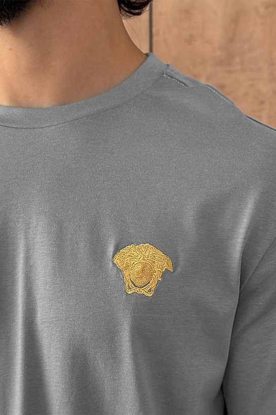 Серая оверсайз футболка Versace Medusa Head patch