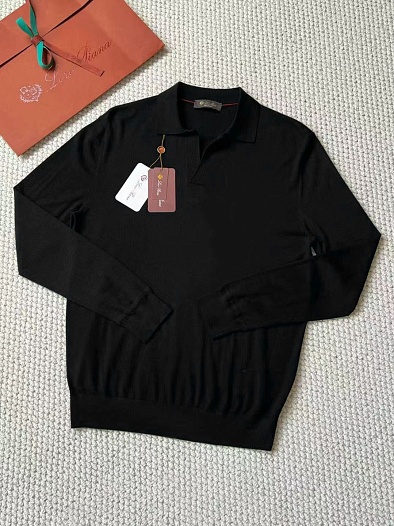Поло с длинным рукавом Loro Piana Premium - Black   