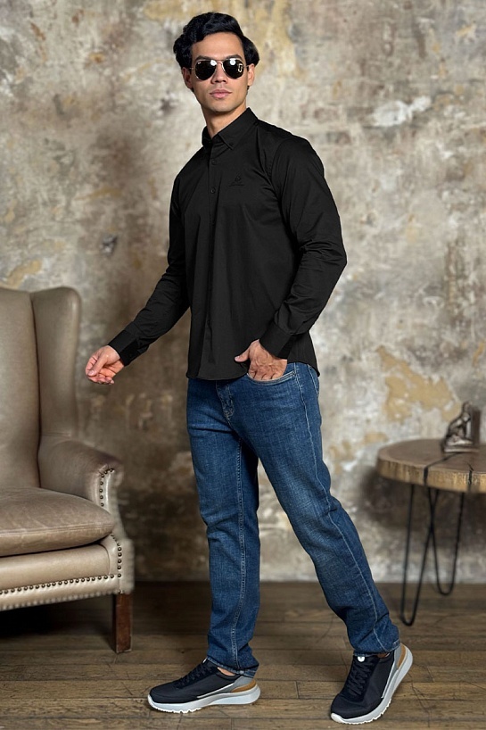 Мужская рубашка Loro Piana logo-embroidered - Black