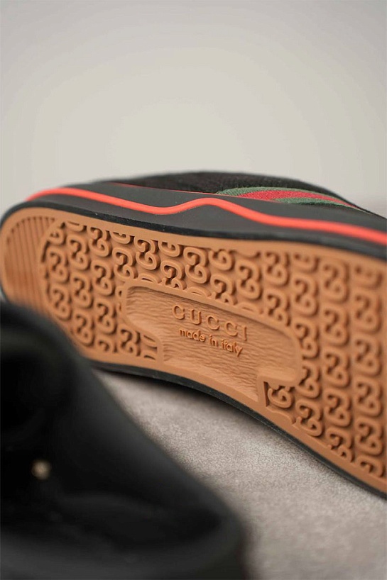 Мужские чёрные кроссовки Gucci GG Monogram