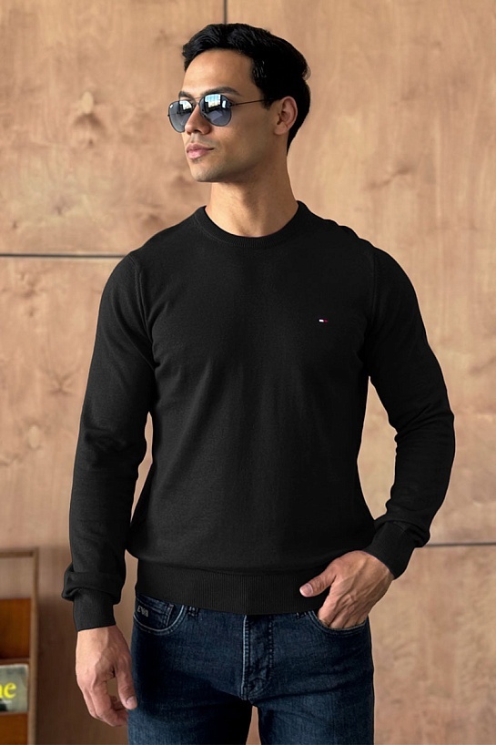 Мужская кофта Tommy Hilfiger чёрного цвета logo-embroidered