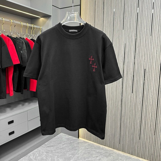 Чёрная оверсайз футболка Chrome Hearts Premium   