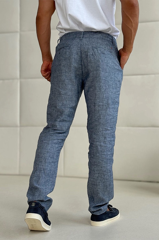 Льняные штаны синего цвета Loro Piana