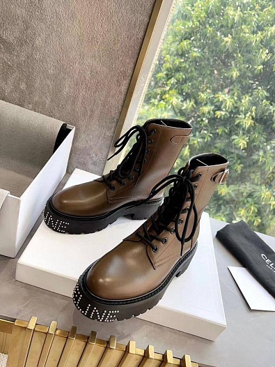 Женские кожаные ботинки Celine Premium   