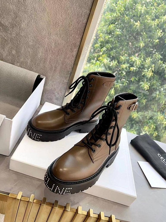 Женские кожаные ботинки Celine Premium