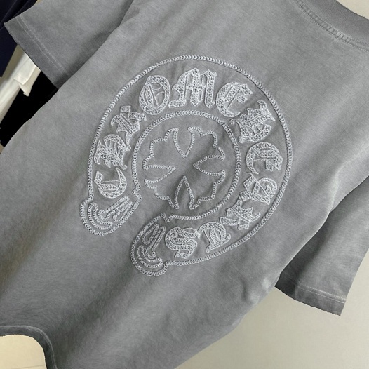 Серая оверсайз футболка Chrome Hearts Premium   