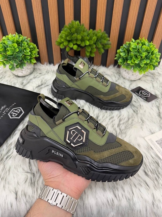Комбинированные кроссовки Philipp Plein Predator - Green