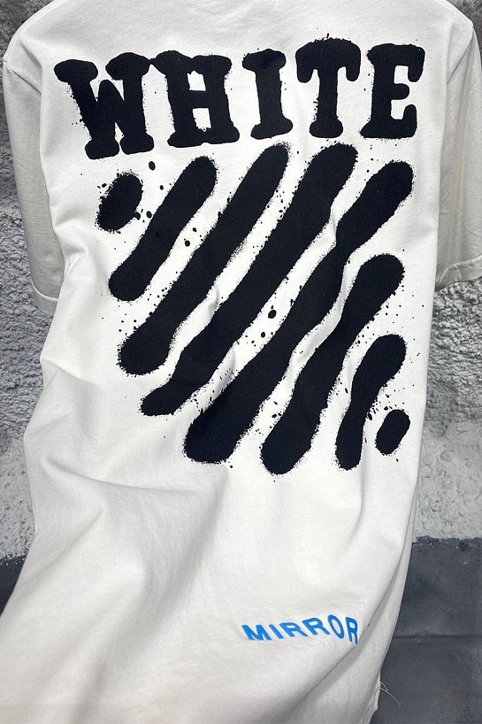 Белая оверсайз футболка Off-White Heavy diag spray