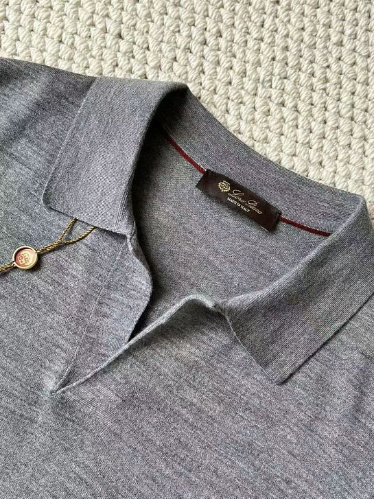 Поло с длинным рукавом Loro Piana Premium - Light Flower Gray