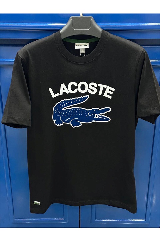Мужская чёрная футболка Lacoste logo-print