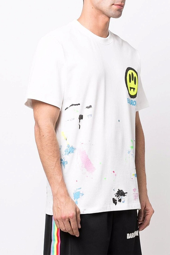 Белая оверсайз футболка Barrow logo-print paint-splatter