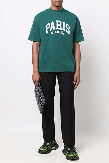 Оверсайз футболка Balenciaga Paris - Green   