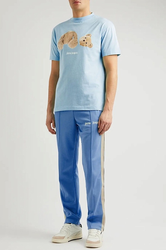 Голубая оверсайз футболка Palm Angels Bear Classic