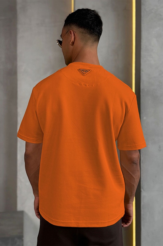 Оранжевая оверсайз футболка Prada Milano logo
