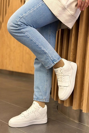 Женские кожаные кроссовки Celine - White   