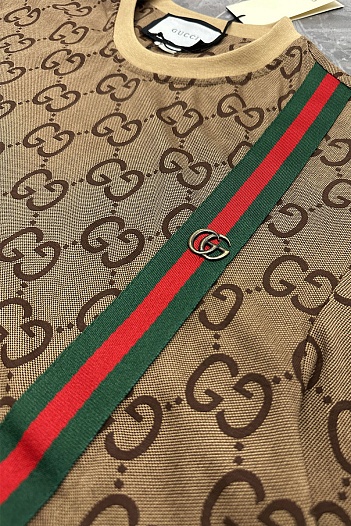 Оверсайз футболка Gucci GG jacquard - Brown   