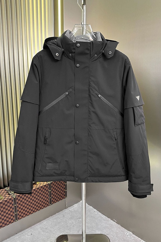 Мужской пуховик Prada logo-plaque - Black
