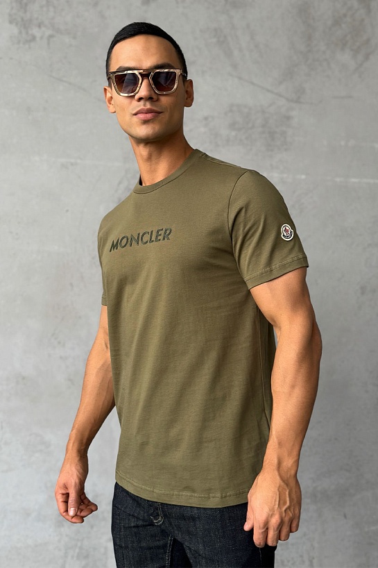 Мужская футболка Moncler logo-patch - Khaki