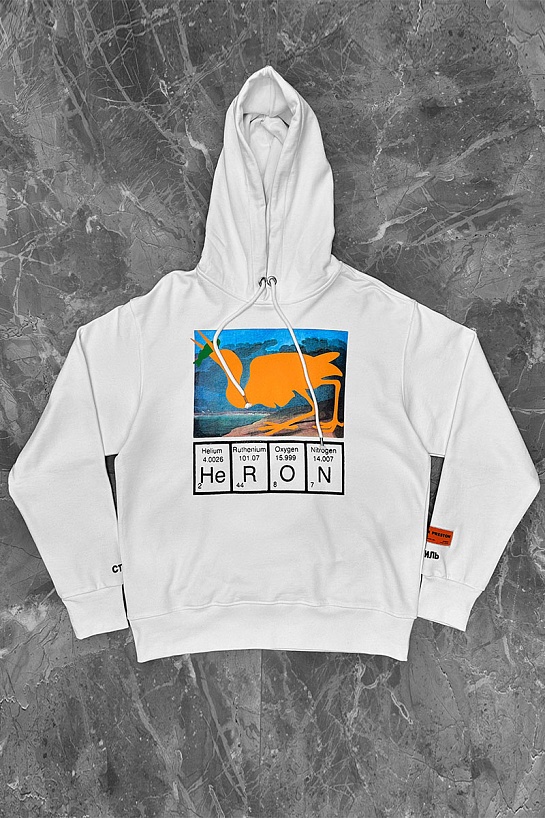 Белое оверсайз худи Heron Preston Periodic