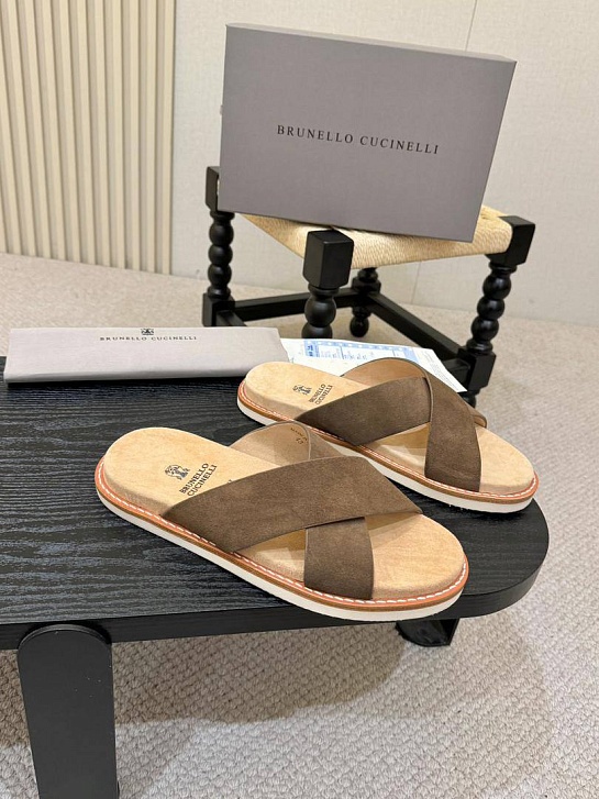 Замшевые шлёпанцы Brunello Cucinelli Crossover