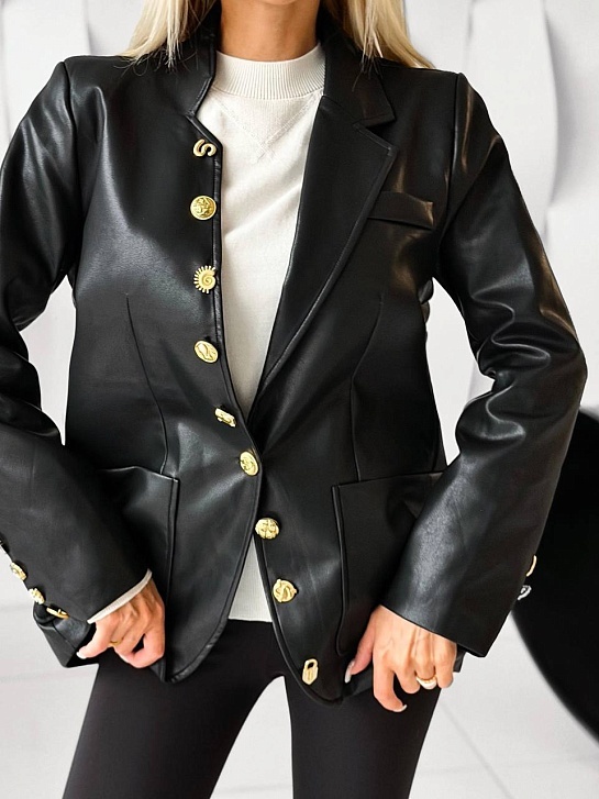 Женский пиджак из эко кожи Schiaparelli Premium - Black