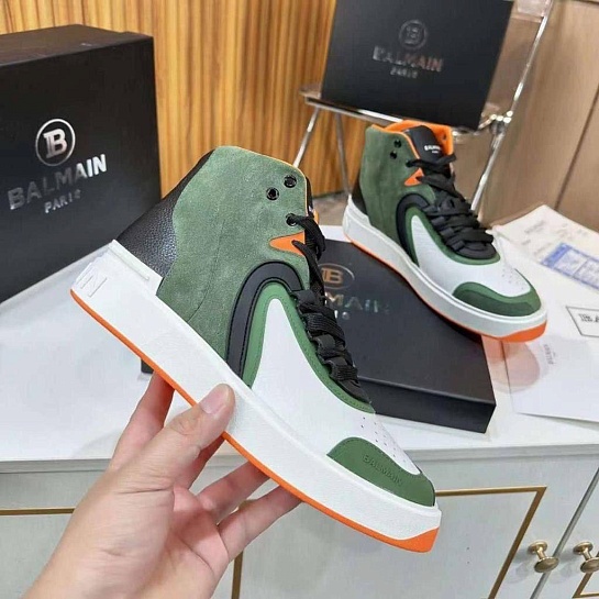 Кроссовки Balmain B-Skate High-Top - Green / White