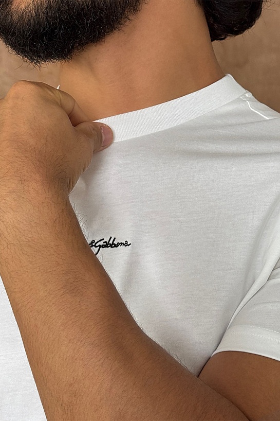 Футболка белого цвета Dolce & Gabbana logo-embroidered