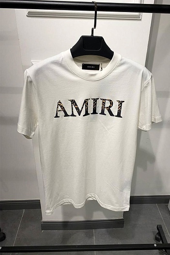 Белая оверсайз футболка Amiri leopard-print   