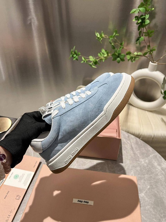Женские замшевые кроссовки MIU MIU Premium - Blue