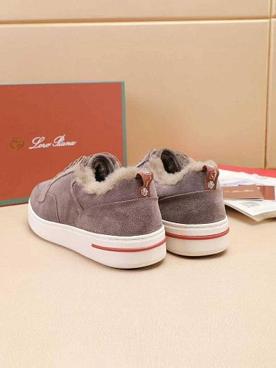 Кроссовки с мехом Loro Piana Newport Walk - Beige   