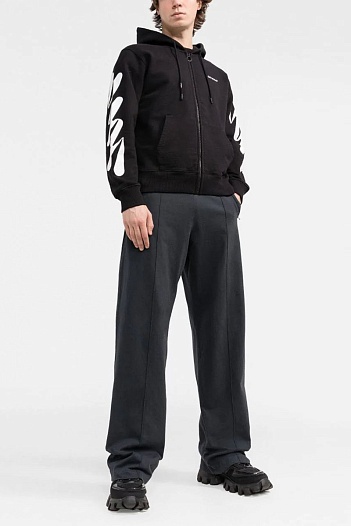 Чёрная оверсайз кофта Off-White Wave diag print   