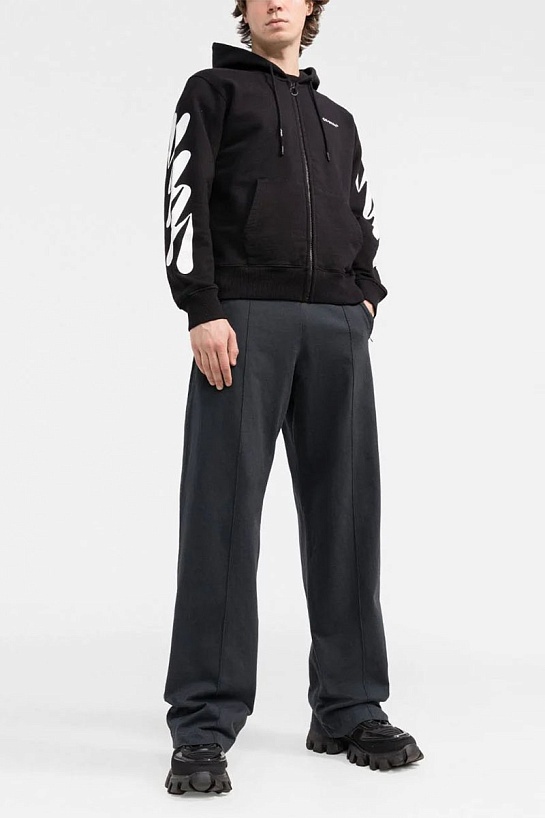 Чёрная оверсайз кофта Off-White Wave diag print