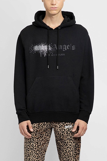Чёрное худи Palm Angels rhinestone-embellished logo print   