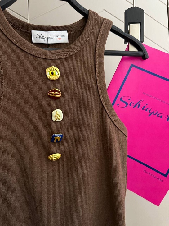 Женская хлопковая майка Schiaparelli premium - Brown