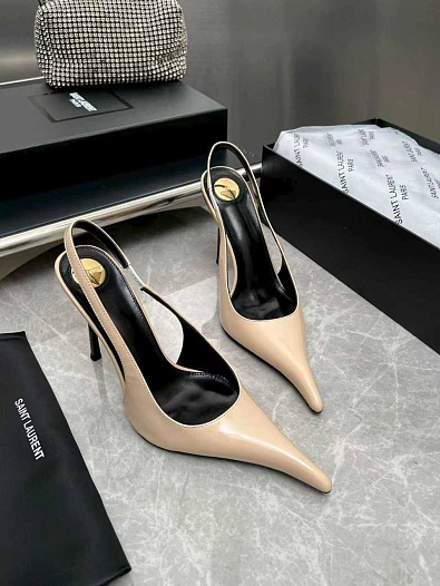 Женские кожаные туфли на каблуке Yves Saint Laurent premium   